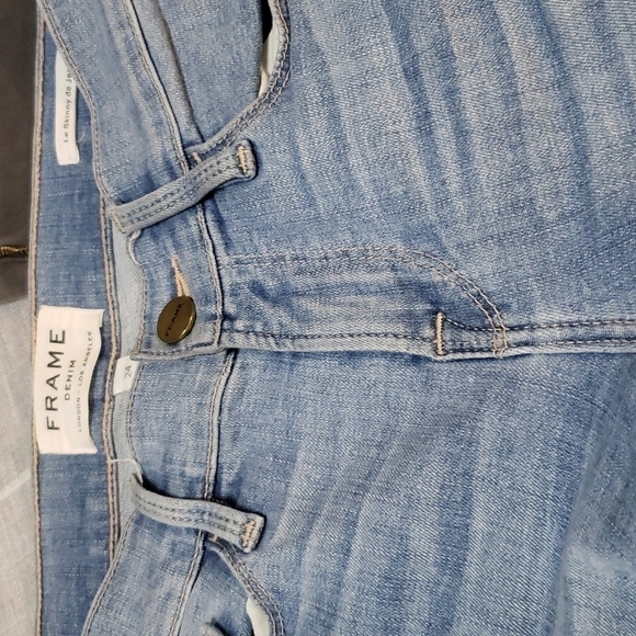FRAME DENIM LE SKINNY DE JEANNE TWO STEPS FRAYED HEM ANTIBES JEAN, SIZE 24 - Picture 7 of 13